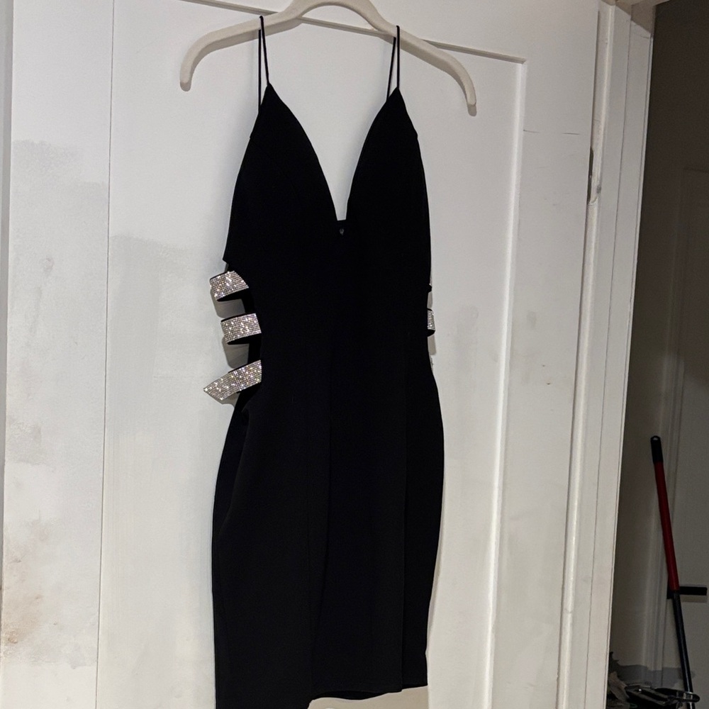 Windsor Black Backless Dress with Silver Accents